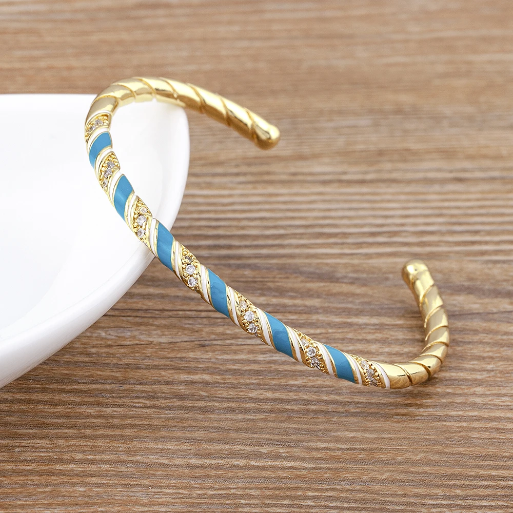 

Модные геометрические Открытые Браслеты Nidin, 6 цветов, блестящие циркониевые Роскошные браслеты на запястье, регулируемые браслеты для женщ...