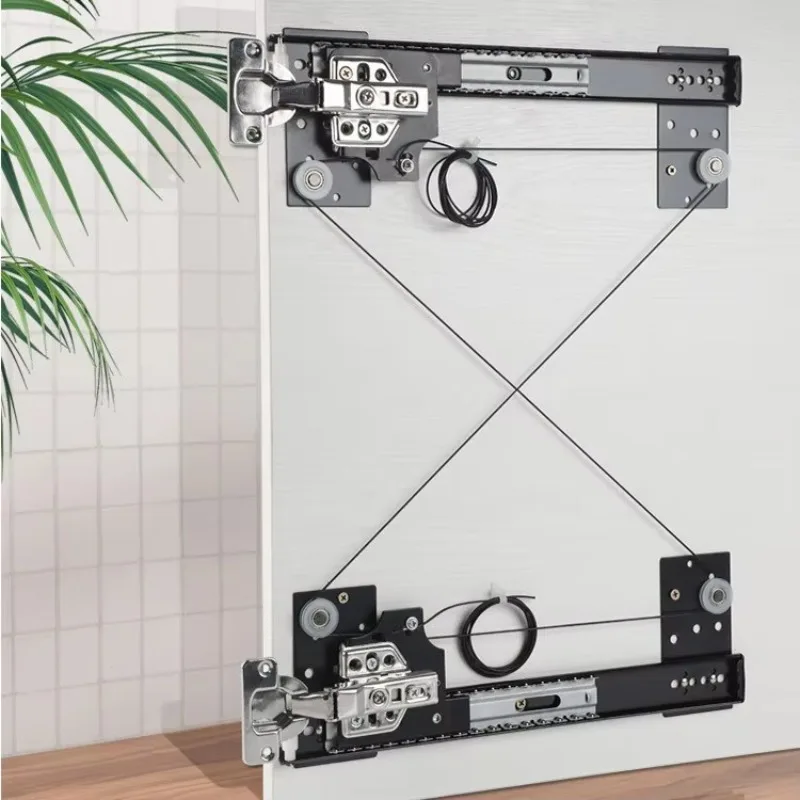Wardrobe folding swing door silent slide cabinet door side mount rear hidden track steel hardware