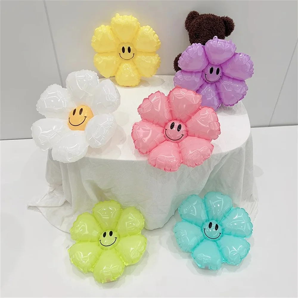 6Pcs/Set Candy Color Smile Daisy Balloon SunFlower Foil Balloons Photo Props Wedding Birthday Party Decorations