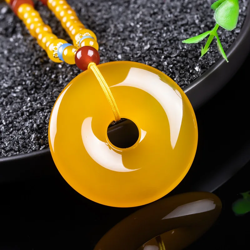 chicken oil yellow peace pendant, simple and elegant jadeite jewelry for personal wear