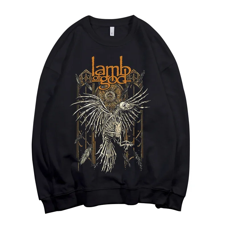 

Vintage Mens Pullovers Tops Lamb of God Rock Band Sweatshirts Casual Outerwear Heavy Metal Coat Hip Hop Streetwear Hoody Tops