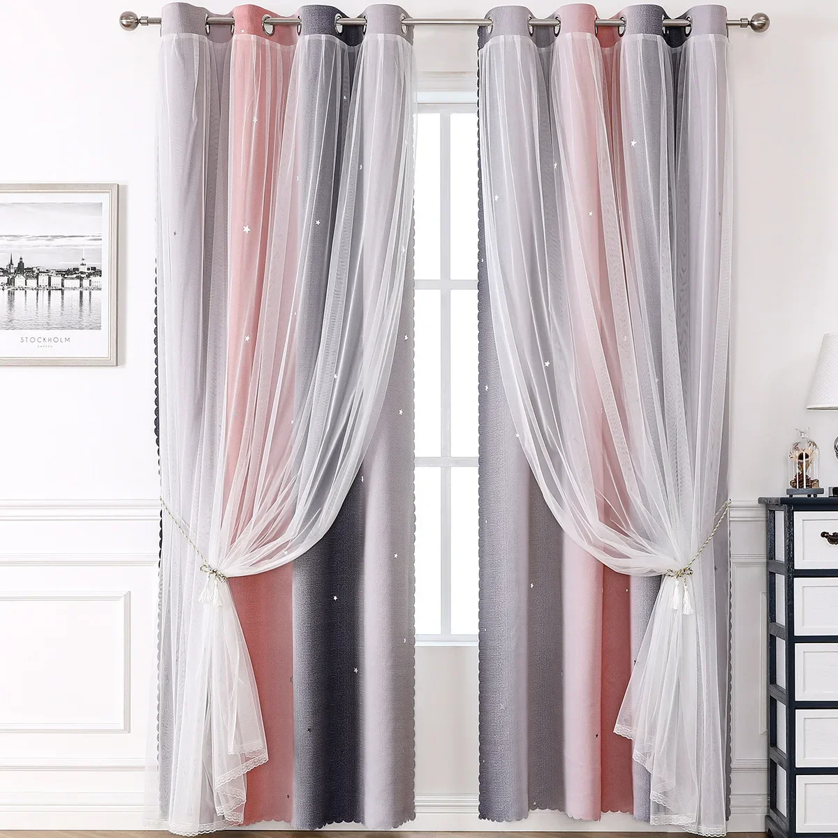 (41) Customized Curtain Gauze Light-transmitting Window Screen Living Room Balcony Bedroom Curtains