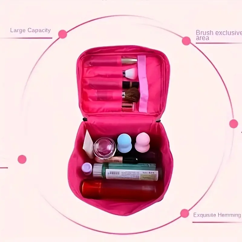 Make-up-Tasche für Damen, großes Fassungsvermögen, Aufbewahrungstasche für Kosmetika, faltbarer Toilettenwaschbeutel, Reiseutensilien, tragbare Kosmetiktasche – Detail 9