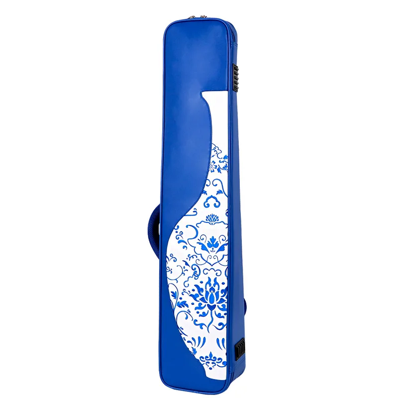 Erhu Bag, Blue and White Porcelain Pattern, PU Leather, 2 Compartments, Protective Case for Chinese Violin, Durable and Portable
