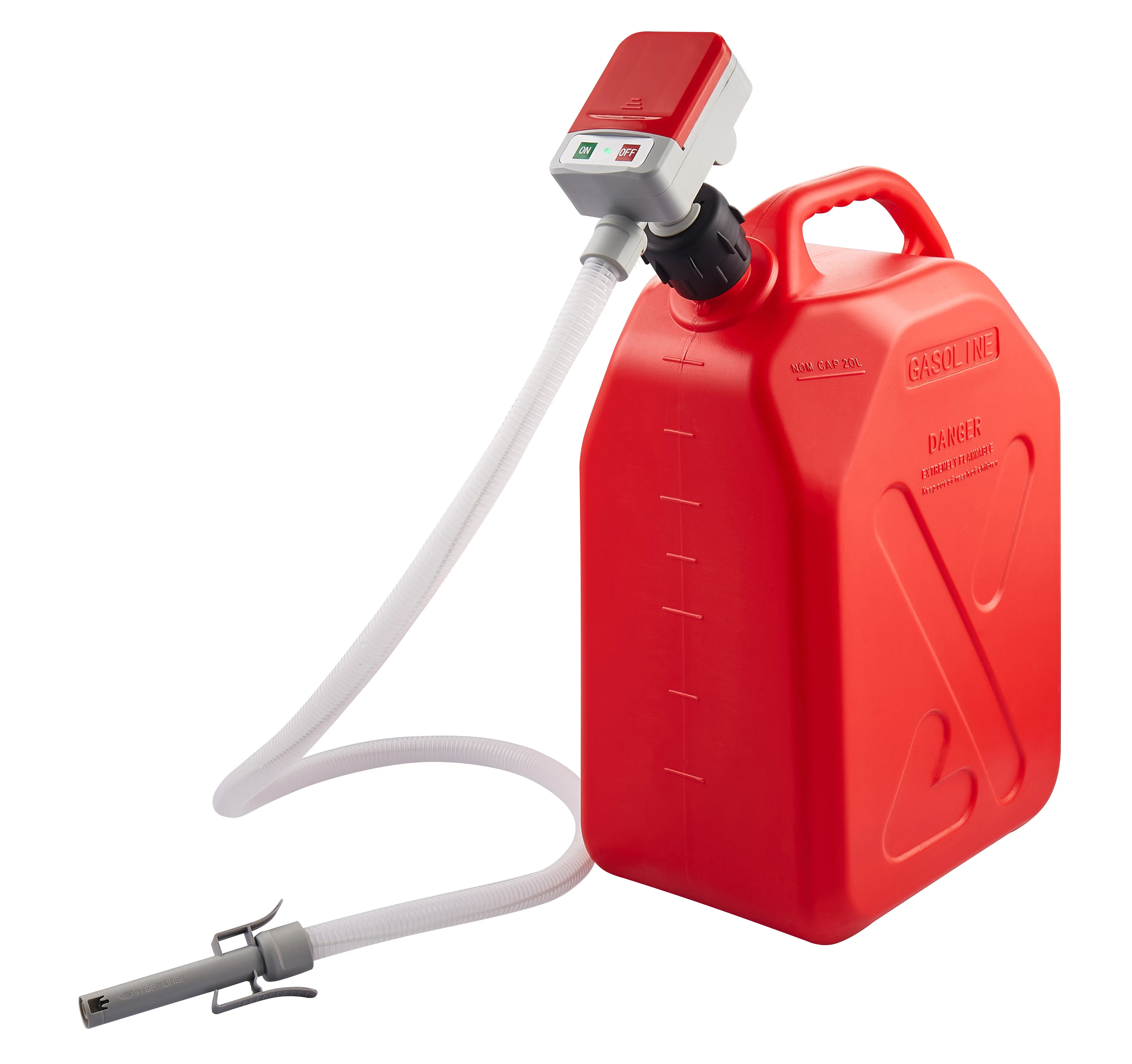 Auto Nozzle series Battery Powered Fuel Transfer Pump Powered Tool,Adapter Fits All Size Cans, Extra Long Hose Handheld