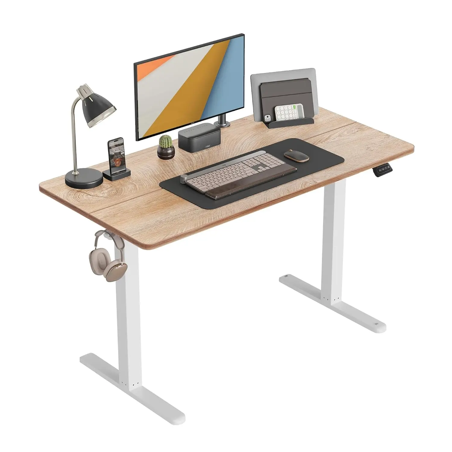 

Height Adjustable Electric Standing Desk 48x24 Sit Stand Home Office Table with Splice Board Maple, Customized