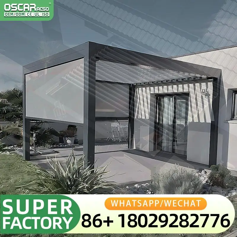 High Quality Outdoor Aluminum Gazebo and Remote Controlled Electric Waterproof Pavilion Ideal for Garden Patio Backyard pergolas