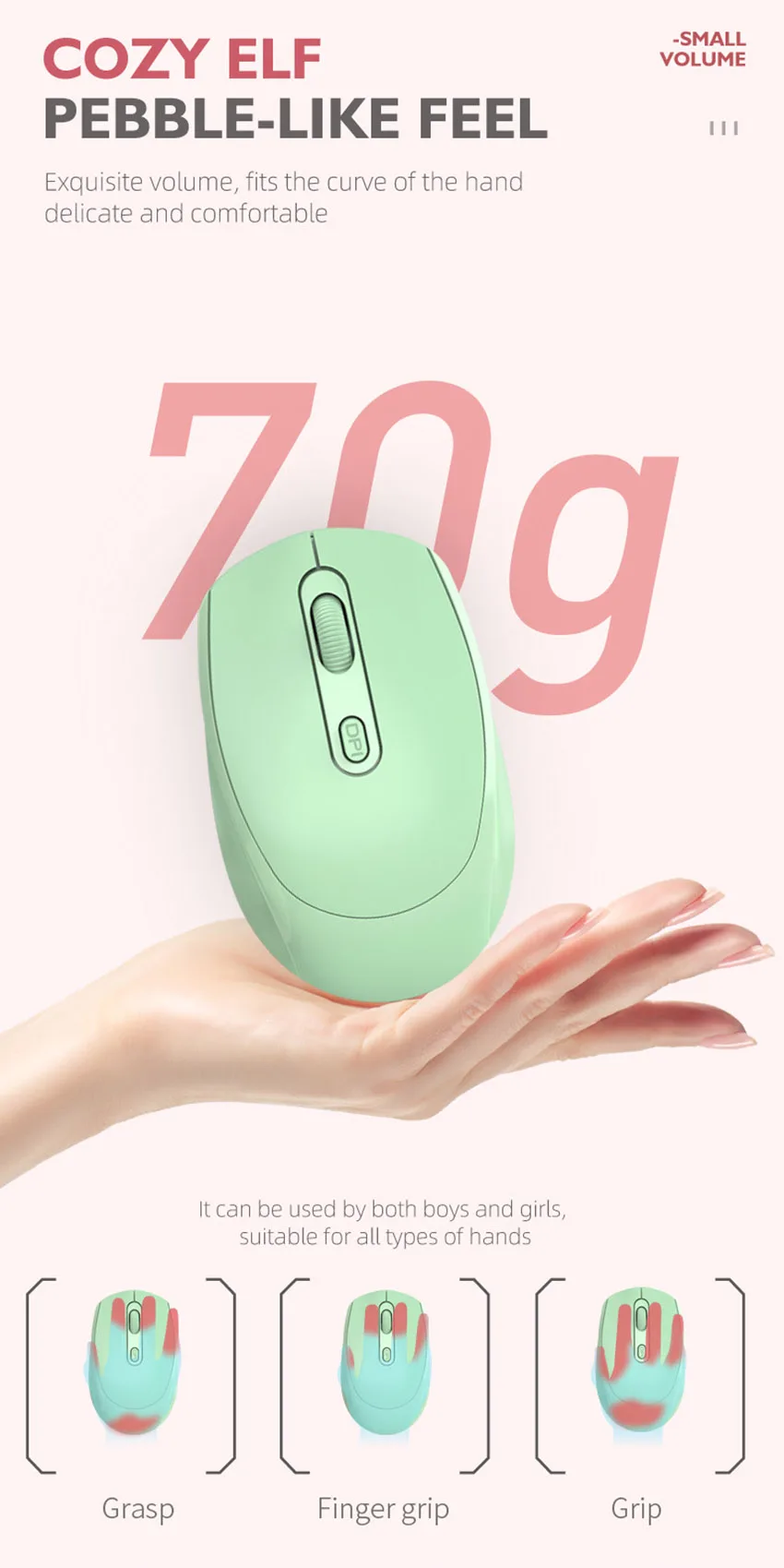 

Wireless Mouse, 2.4G Ergonomic Optical Mouse, Computer Mouse for Laptop, PC,Chromebook,Notebook,Rechargeable Small Cordless Mice