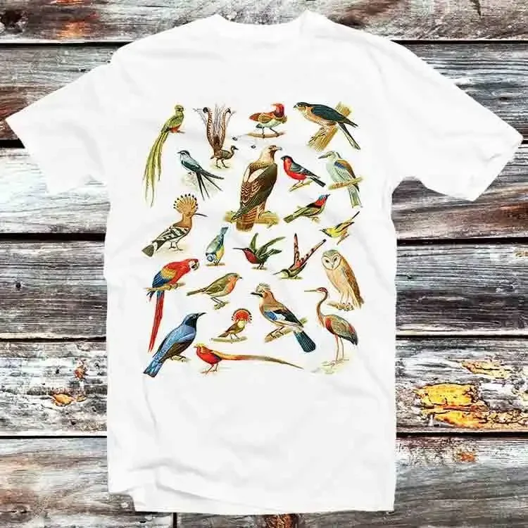 

British Garden Birds T Shirt Vintage Retro Cool Gift Mens