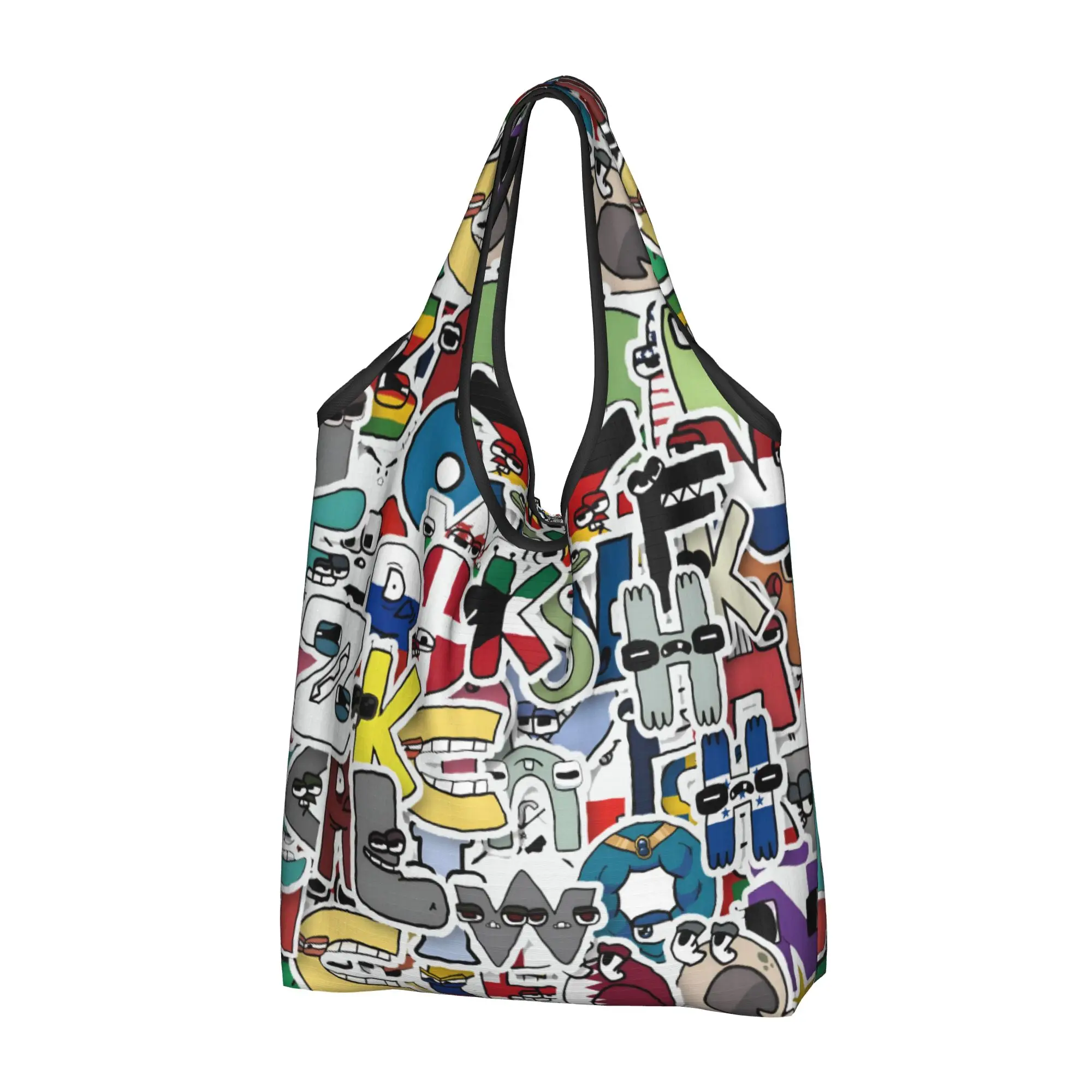 A-Alphabetes Hot Cartoon Grocery Tote Shopping Bags Women Kawaii Japan Anime Shopper Shoulder Bags Big Capacity Handbags