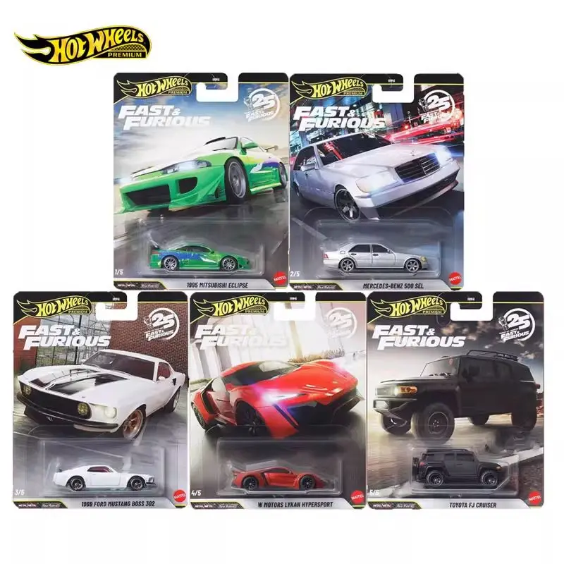 

Оригинальный комплект Hot Wheels Fast & Furious на 25-летие Mitsubishi Mercedes Mustang и т. д. Classic 1:64, литая под давлением модель автомобиля, автомобили