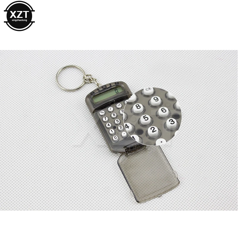 Keyring Digits Electronic Calculator Clamshell Replacement Battery Mini Card Calculator Keychain Cute Portable Random Color