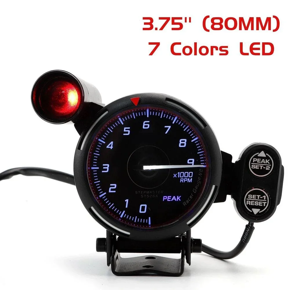 

7 Colors 3.75'' Tachometer Tacho Gauge LED 0-9000 RPM Meter with Shift Light 12V