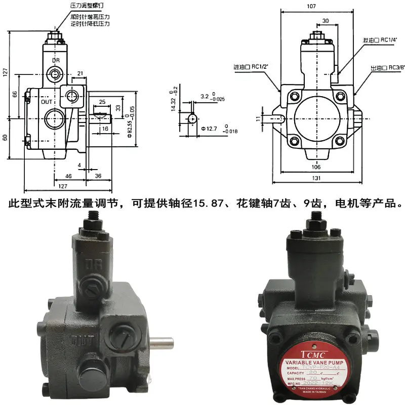 TCMC Shengchang Hydraulic Oil Pump TCVP-F20/F15/F30/F40/F12-A3 Vane Pump A4 A2 A1-02