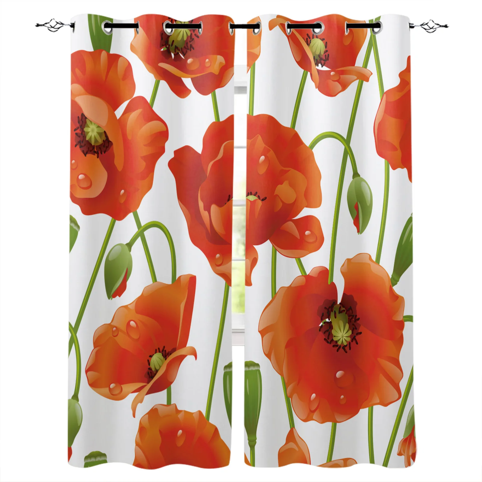 

Flower Poppy Blackout Curtains Window Curtains For Bedroom Living Room Decor Window Treatments