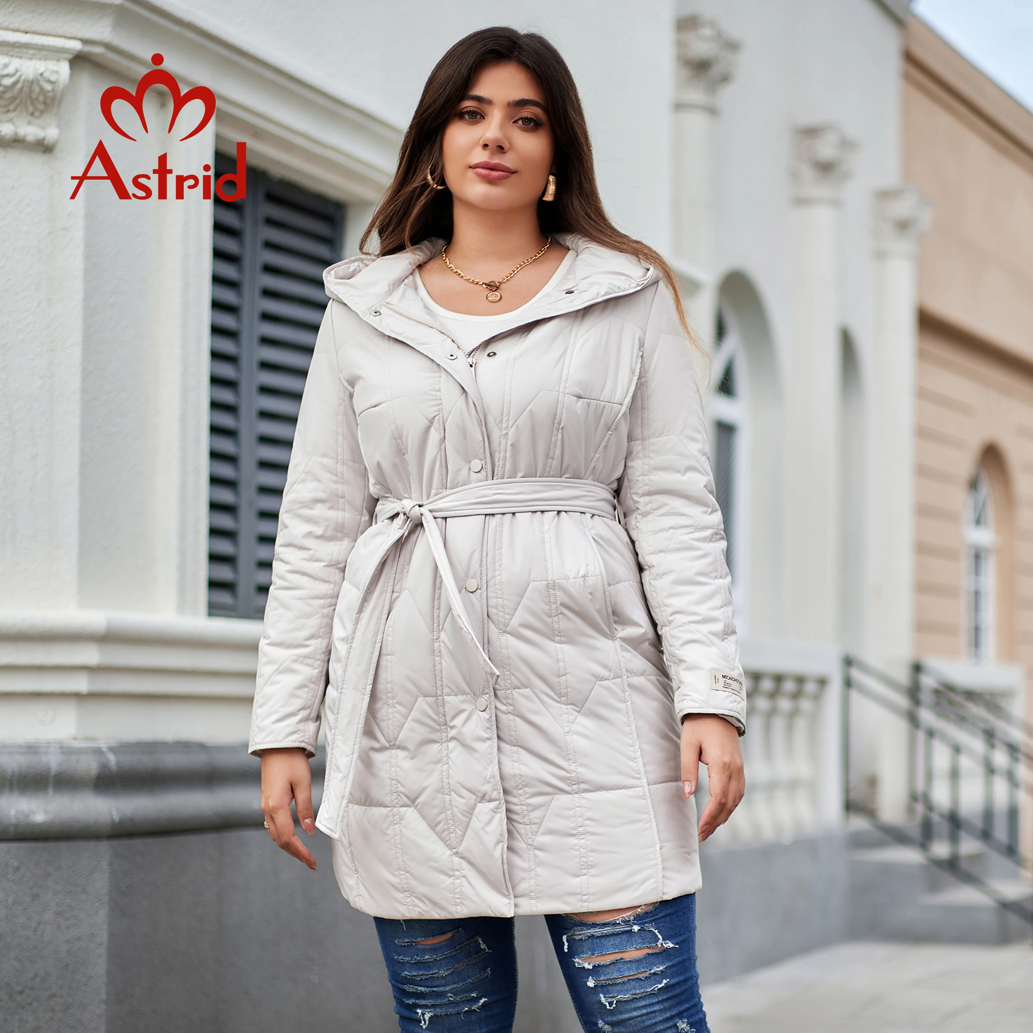 Astrid Women's Autumn Winter Parka Plus Size Woman Clothing Long Padding Warm Hood Female Quilted Jacket Coats With Belt 10670