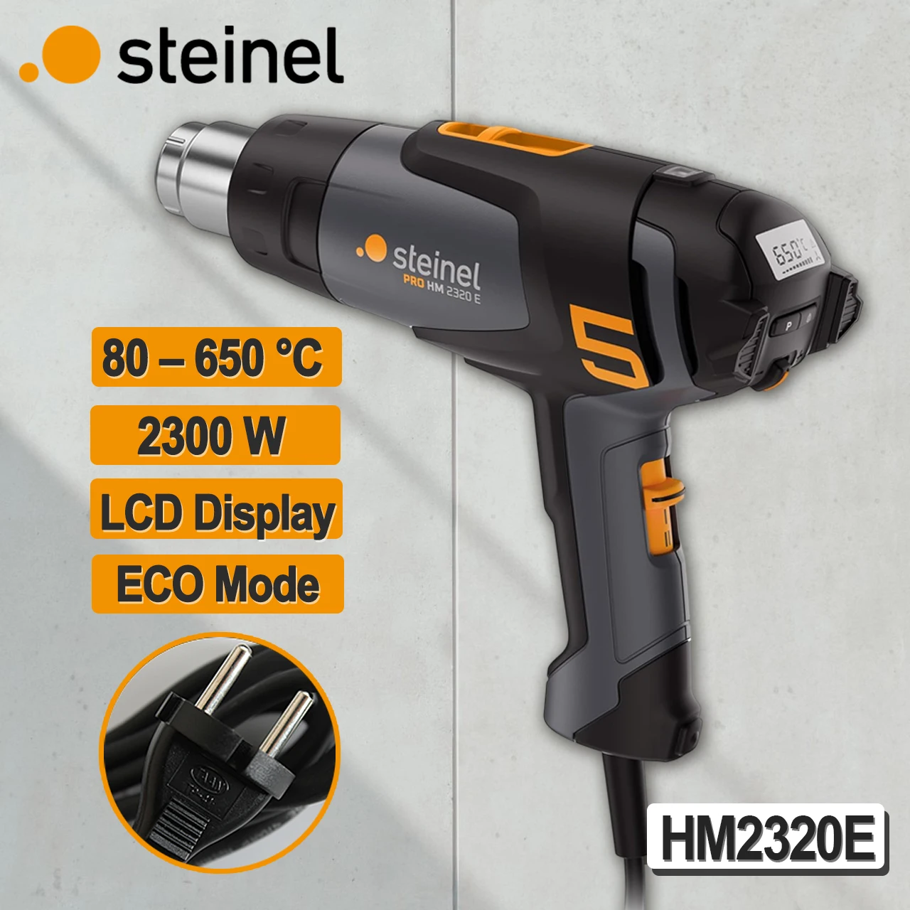 

Электронная тепловая пушка STEINEL 2300 Вт с ЖК-экраном (80–650 ° C) Регулируемый температурный режим ECO NO. ХМ 2320 Е