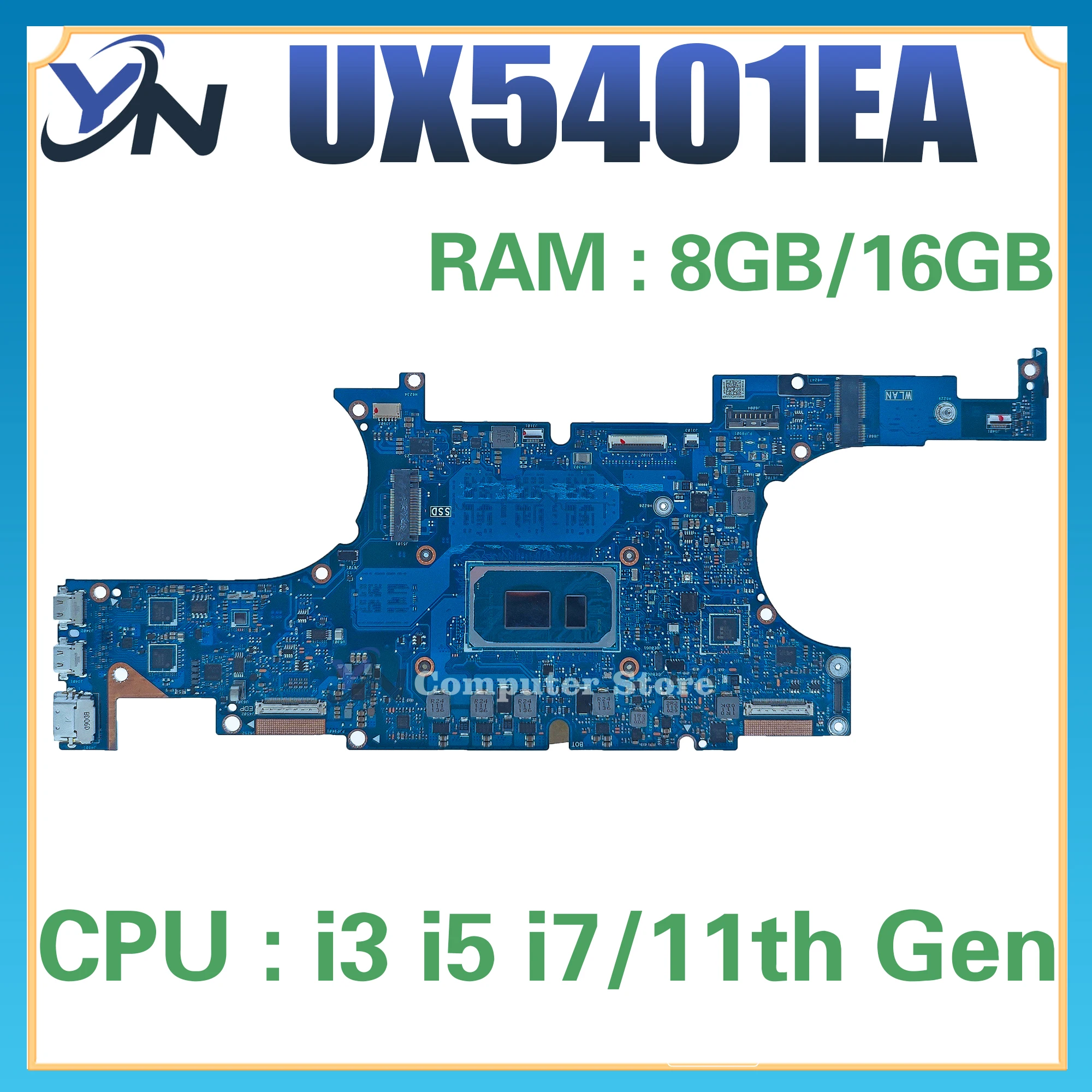 Placa-mãe ux5401 para asus ux5401ea up5401ea bx5401ea rx5401ea placa-mãe para laptop i3 i5 i7 11th gen RAM-8GB/16gb 100% teste ok