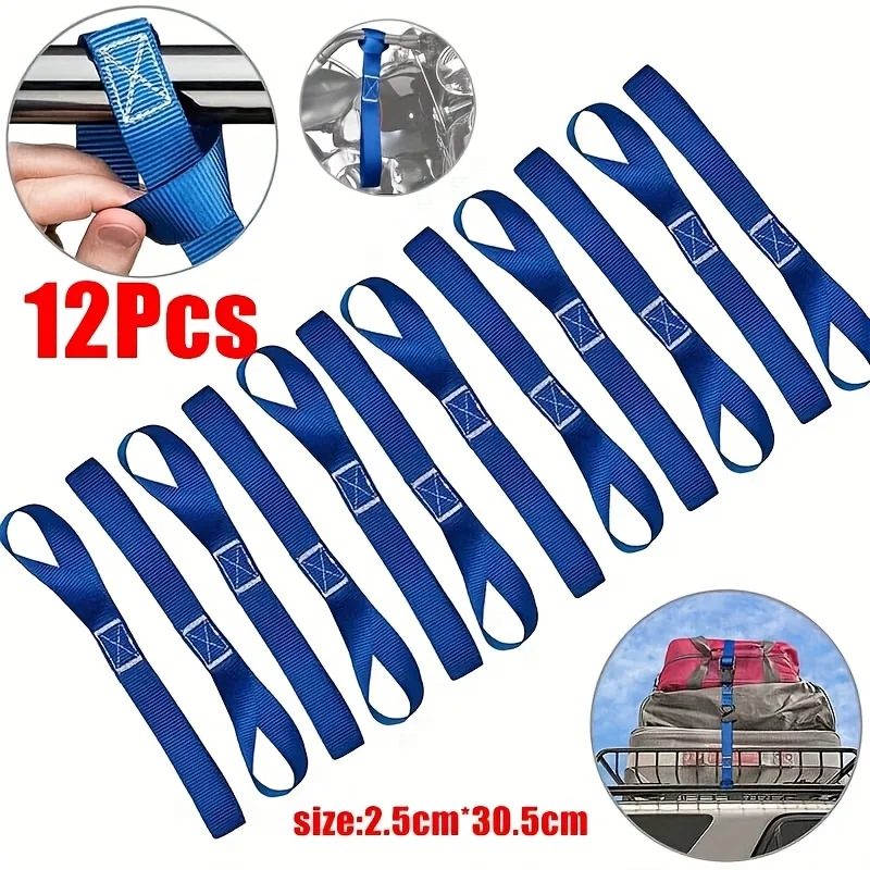 12 correas azules de bucle suave para motocicleta, accesorios para motocicleta |   Correas de carga seguras |   Correas de transporte duraderas