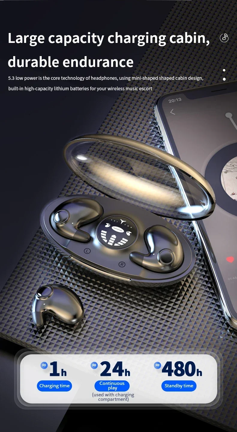 لينوفو غير مرئية النوم سماعة لاسلكية TWS بلوتوث 5.3 سماعات سماعات أذن مخفية مقاوم للماء الحد من الضوضاء سماعة رياضية