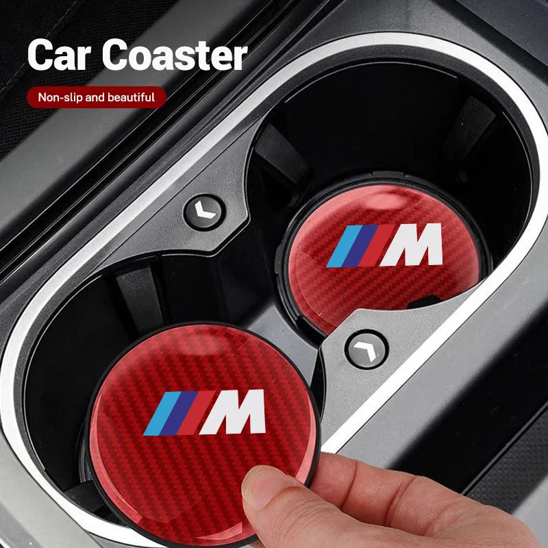 

2pcs Car Cup Coaster Carbon Fiber Pattern Anti Slip Insert Coasters For BMW M E34 E36 E60 E90 E46 E39 F30 X5 X6 X1 M3 M5 M6