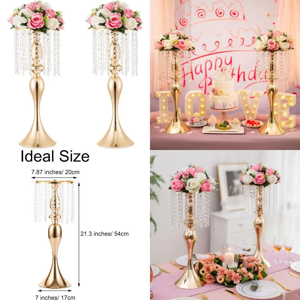 

Элегантная хрустальная подставка для цветочных композиций, золотая ваза высотой 21,3 дюйма, центральные элементы свадебного стола, изысканные золотые цветочные дисплеи