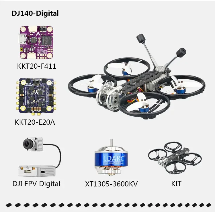 LDARC DJ140 PNP 2,8 pollici F411 20A XT1305 4S Cinewhoop FPV Racing freestyle | Quadricottero cinematografico 4S FPV digitale / RunCam 4K