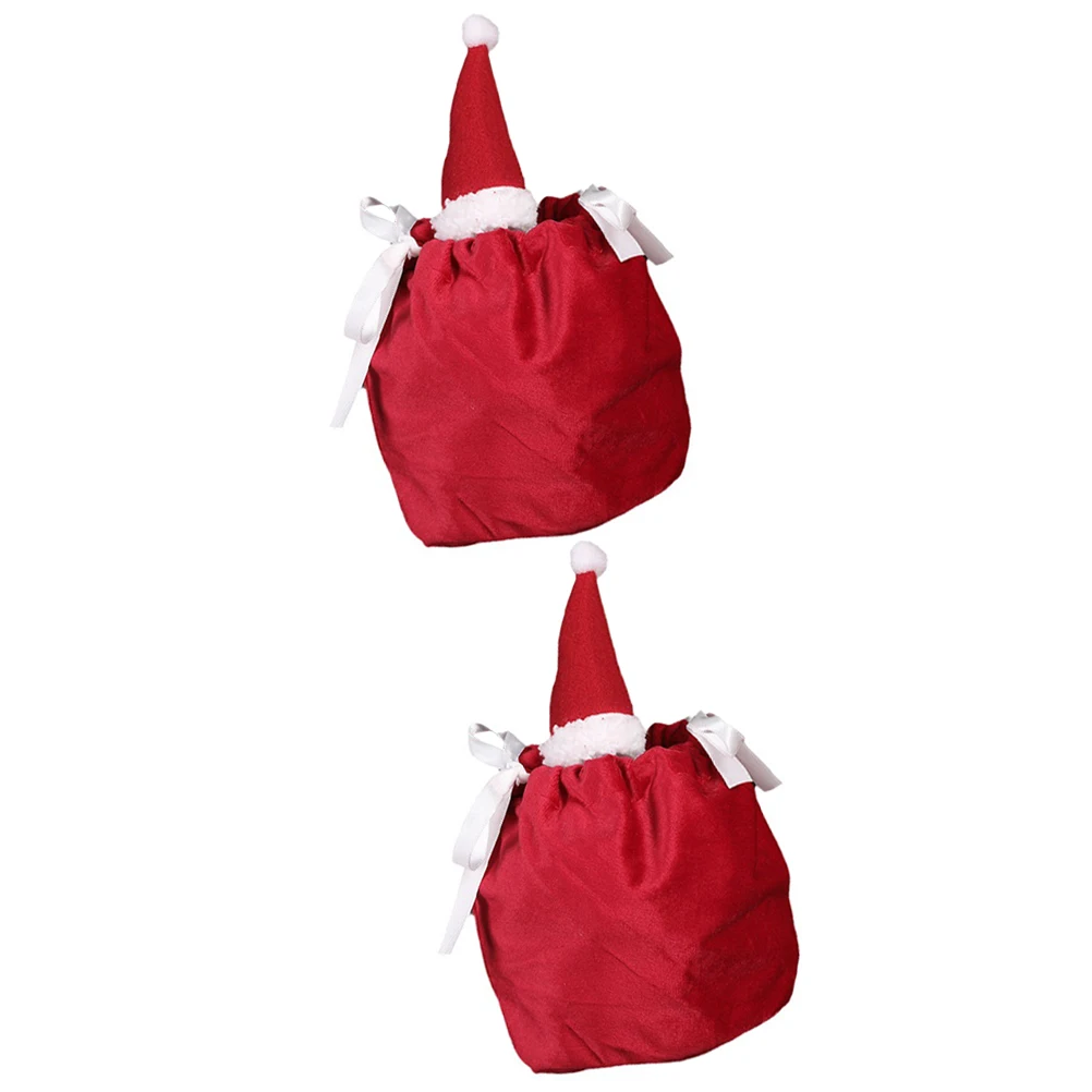 

2Pcs Christmas Gift Bag Xmas Candy Drawstring Bag Party Favor Holder Holiday Treat Storage Pouch Party Candy Bags