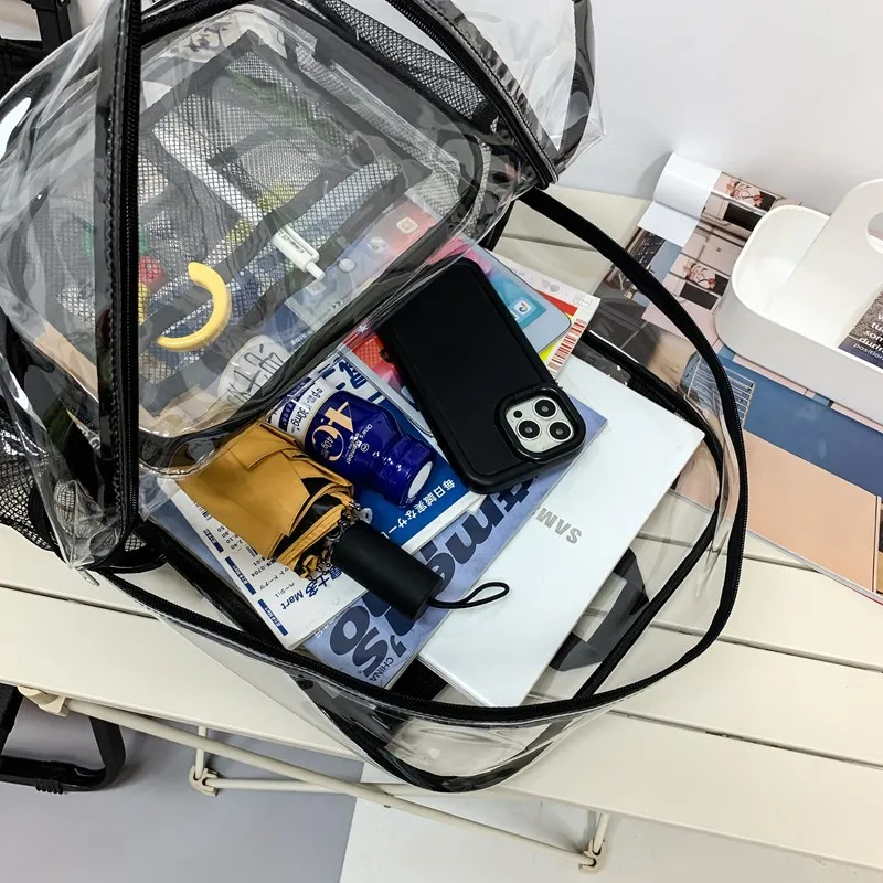 The New PVC Transparent Backpack Is Simple, Fashionable, Waterproof, A Multi-functional and Large-capacity Student Schoolbag