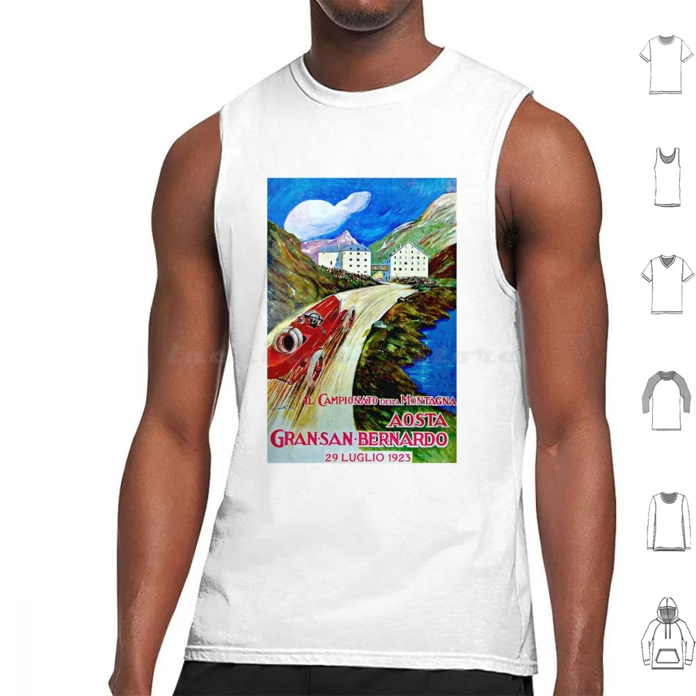"San Bernardo Grand Prix" Camisetas sin mangas con estampado de carreras de automóviles vintage Chaleco sin mangas San Bernardo Grand Prix Aosta Auto Racing