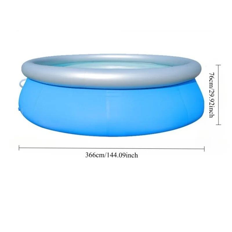 Blue 300 x 76 cm Single Pool with Electric Pump Set, Round Inflatable Garden Pool for Outdoor Family Summer Swimming Activities