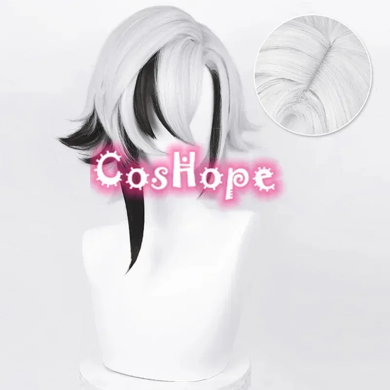Arlecchino Косплей Парик Knave Fatui Косплей Белый Черный Парик Аниме Косплей Парики Термостойкий Синтетический Парик