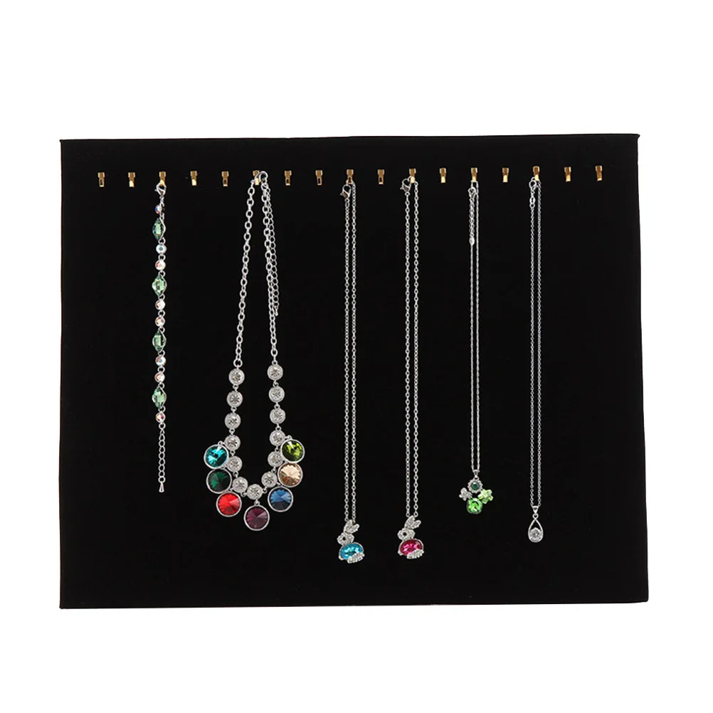 

Подставка для ожерелья с 17-крючками, черная доска для ювелирных изделий для цепочек, колье, органайзер для хранения ювелирных изделий в заказе, стеллаж для выставки товаров