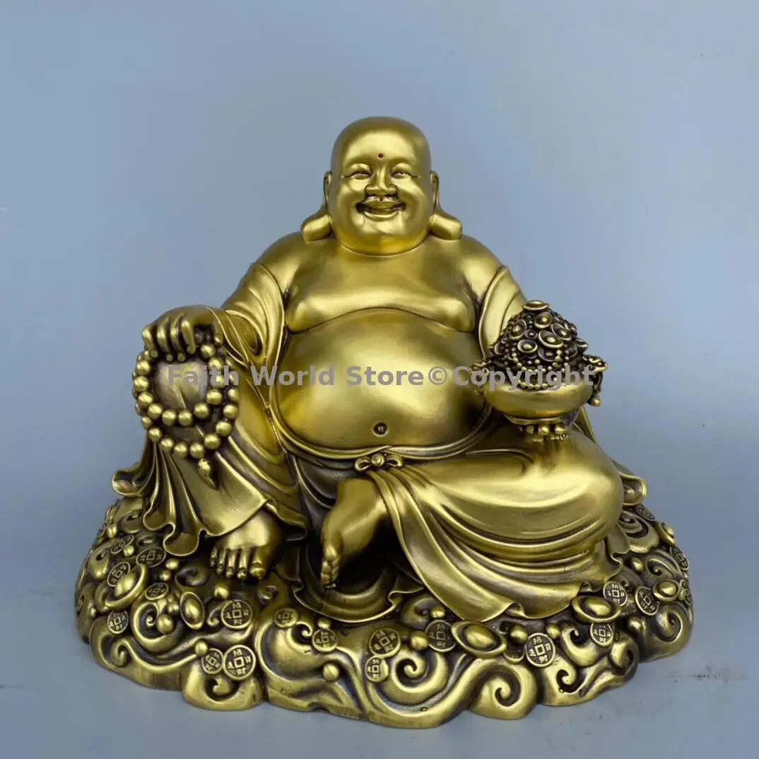 Recruiting wealth Maitreya Buddha the god of fortune Mammon Asia HOME Worship god Bronze Sculpture Buddhist decorative Buddha