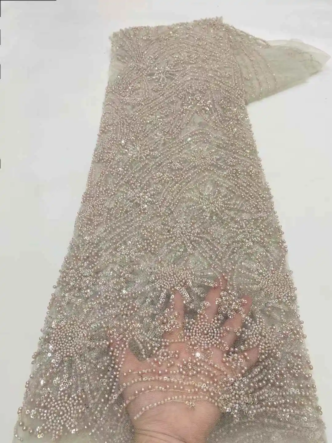 Preto 5 jardas de luxo high-end tecido frisado lantejoulas pesadas tecido bordado moda francês tule malha tecido renda para casamento