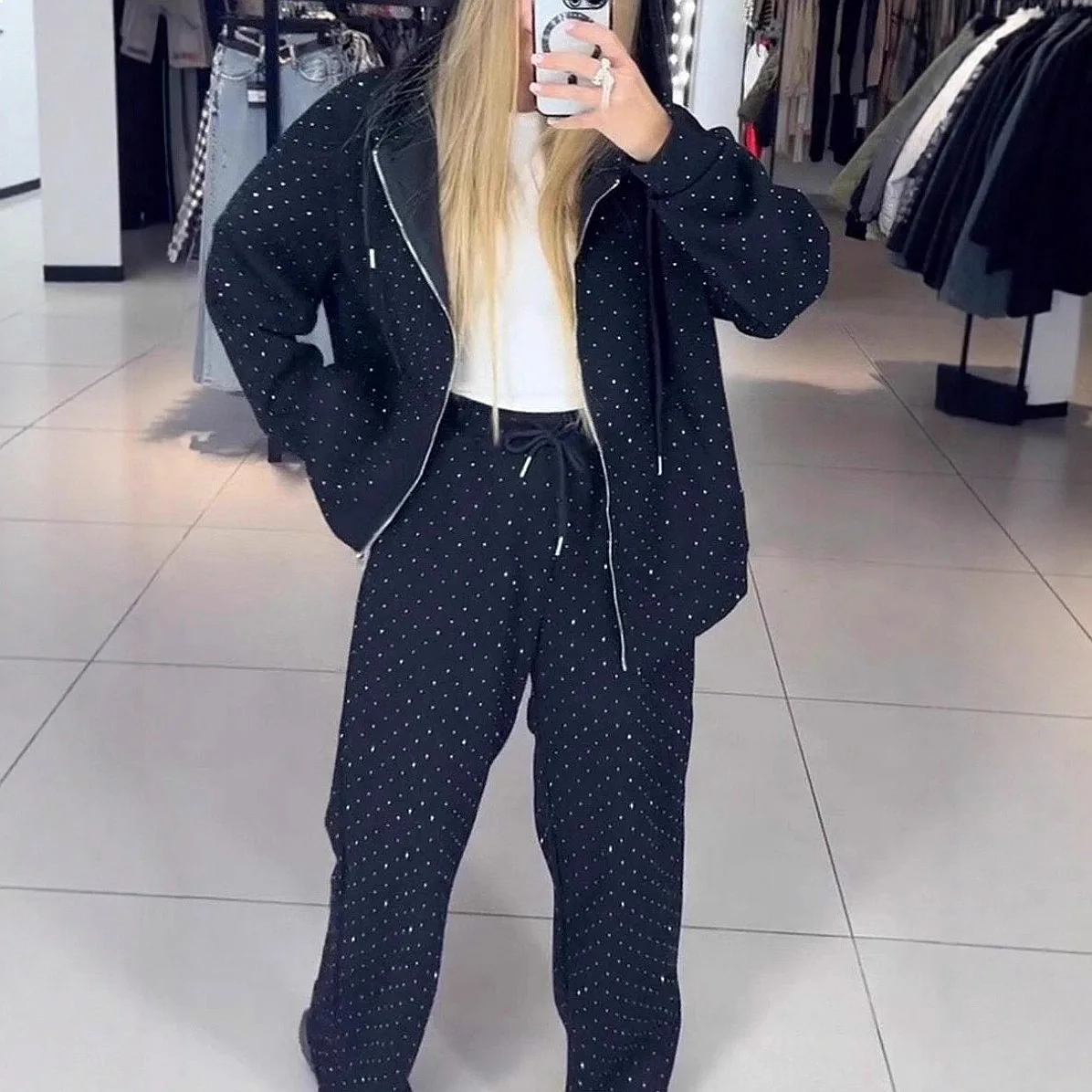 Women's 2 Piece Matching Set Zip Up Hoodie Sweatshirt and Jogger Pants Casual Lounge Tracksuit