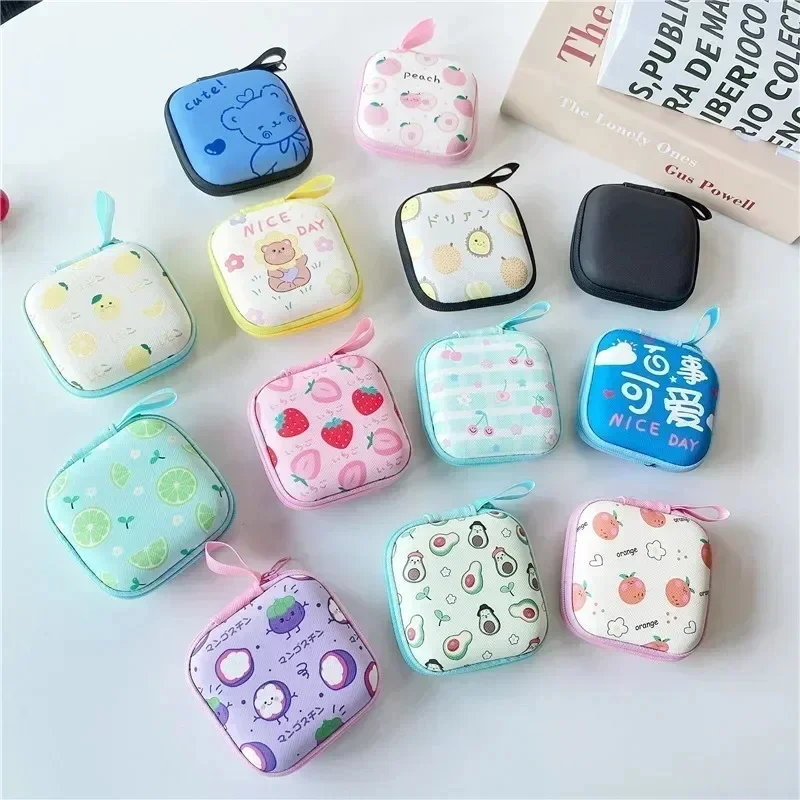 Cartoon Mini Portemonnee Fruit Stijl Muntsleutel Organisator Portemonnee Draagbare Harde Hoofdtelefoon Houder Case Oortelefoon Box Opbergtas