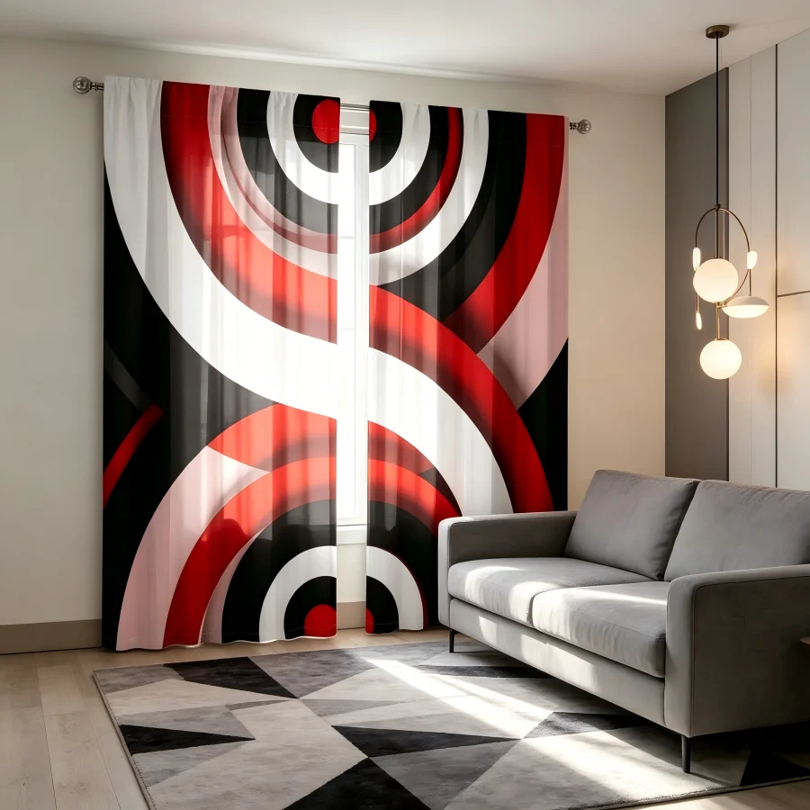 2PCS Digital Print  Curtain, Figure 8 Circular Rings, Rustic Farmhouse Window Treatment Drape for Bedroom Kitchen Decor