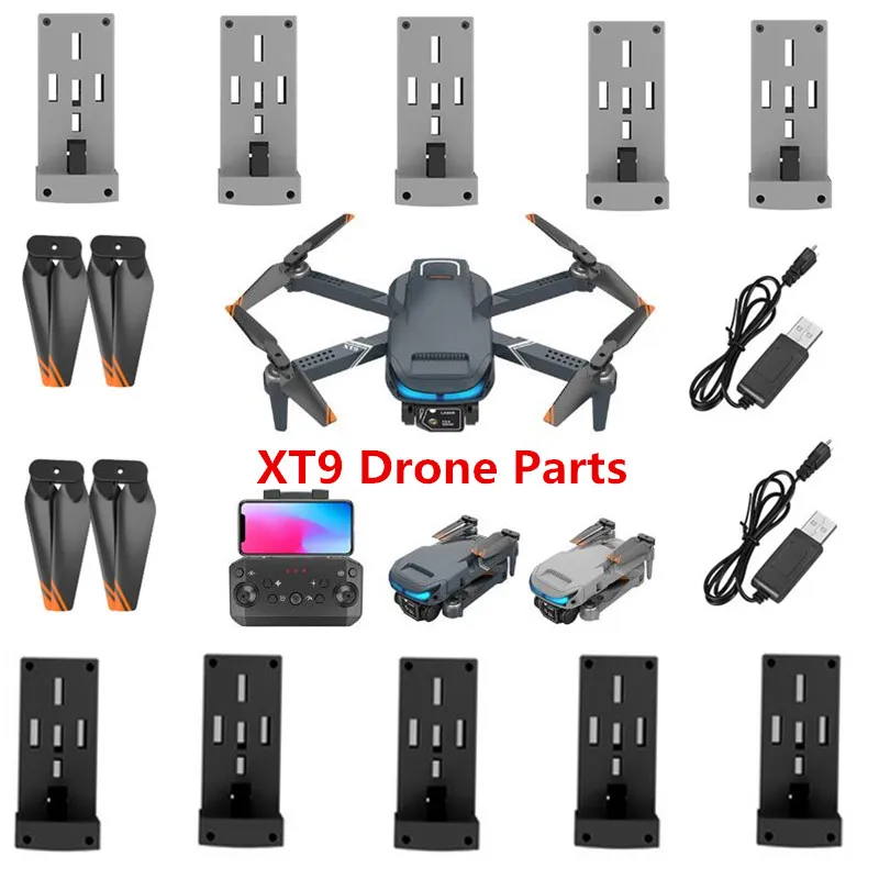 XT9 Professional 4K หลีกเลี่ยงอุปสรรค WIFI FPV Mini โดรนอาร์ซีอะไหล่3.7V 1800MAh แบตเตอรี่/ใบพัด Drone แขน USB Charger