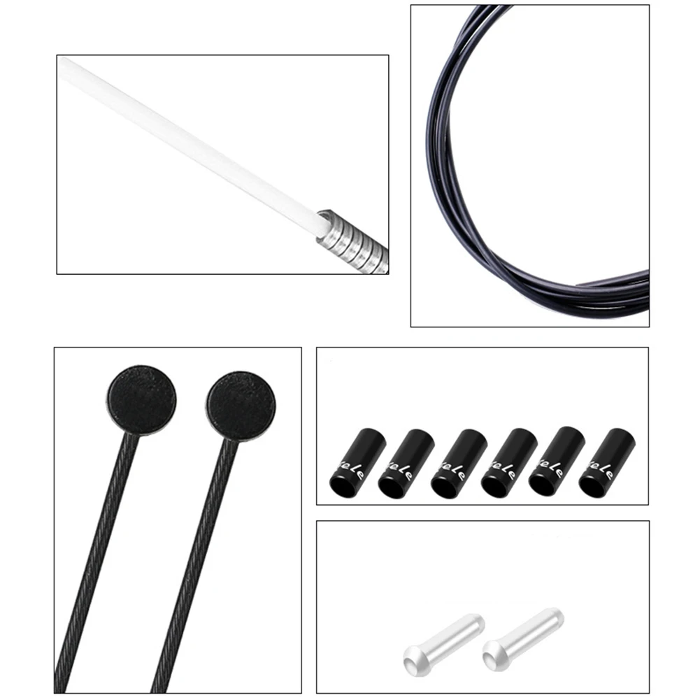 

Bike Brake Cable Set Tools Bicycle Black Brake Gear Cable Set For-Shimano Front/Rear Inner/Outer MTB/Road/Gear