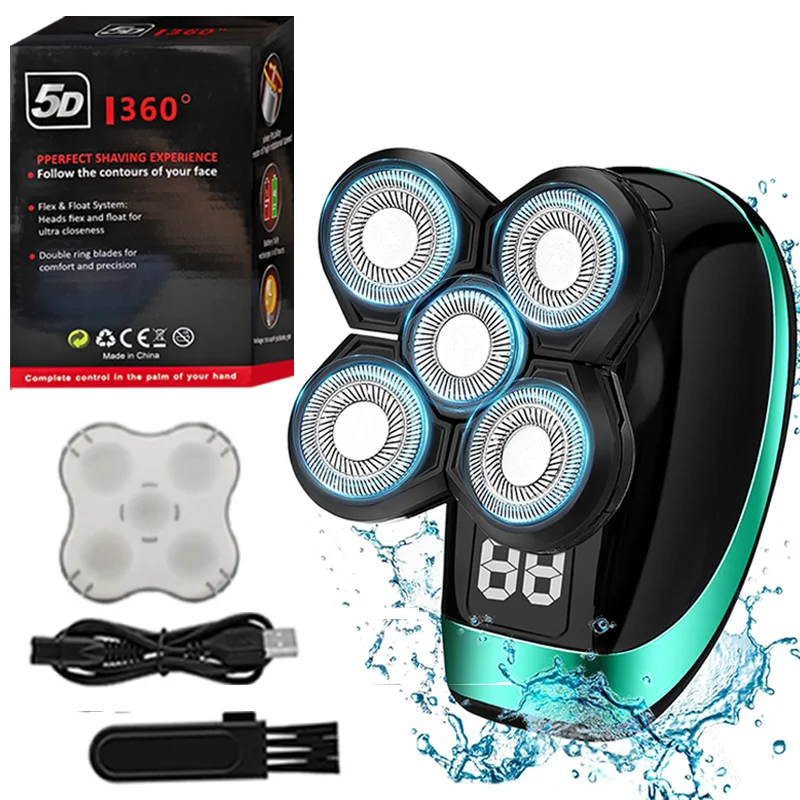 5 في 1 المهنية مجموعة الجمال مقاوم للماء الوجه الجسم ماكينة حلاقة كهربائية للرجال LCD قابلة للشحن اللحية ماكينة حلاقة كهربائية أصلع رئيس الحلاقة
