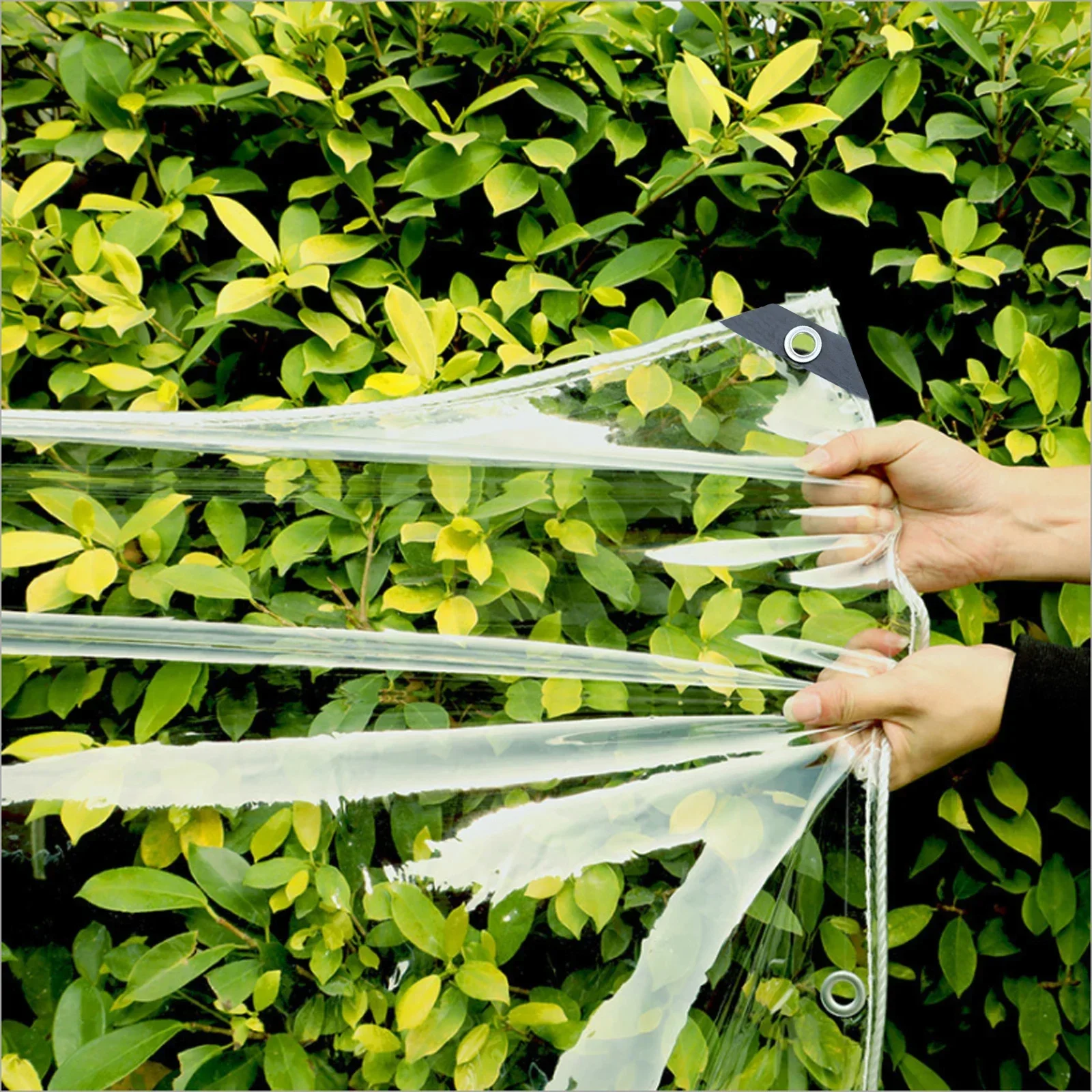 Waterproof Transparent PVC Tarpaulin with Eyelets Weatherproof Foldable 0.39mm Rain Cover Garden Furniture Plants Greenhouse