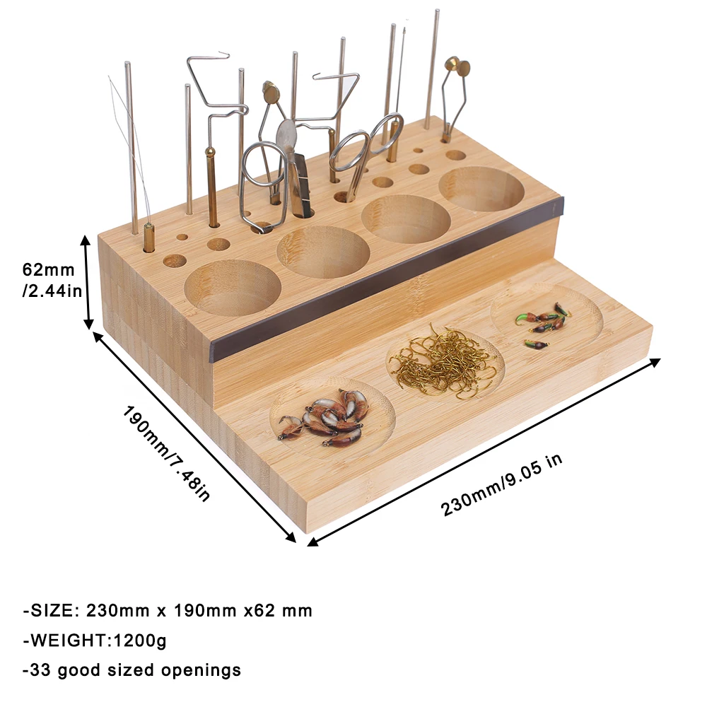 Wooden Fly Tying Tool Caddy Fly Fishing Kit Tools Accessories Organizer