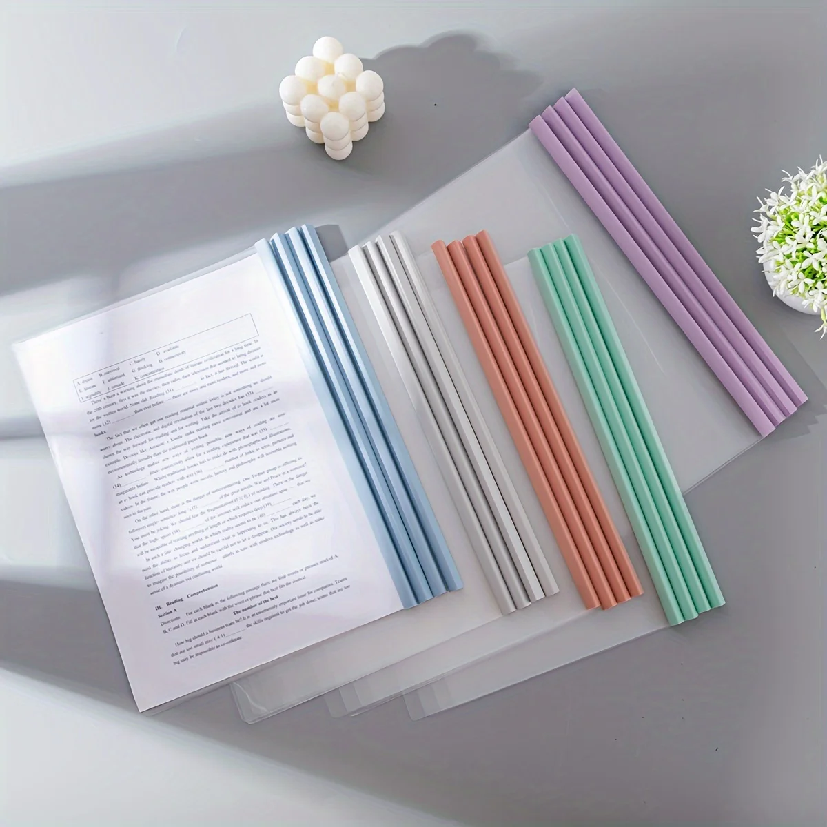 

20pcs Large Capacity Morandi File Folders - Transparent Puller Clips with Triangle Bar, A4 Size, Thickened Data Clips for File