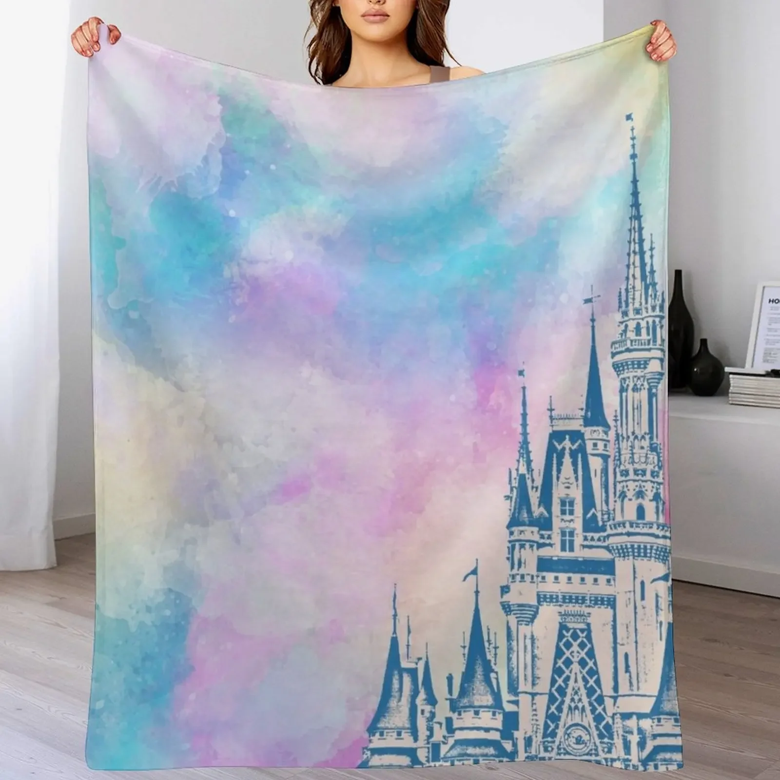 

Magic Castle Watercolor III Throw Blanket Soft Plaid warm for winter Summer Beddings Nap Blankets