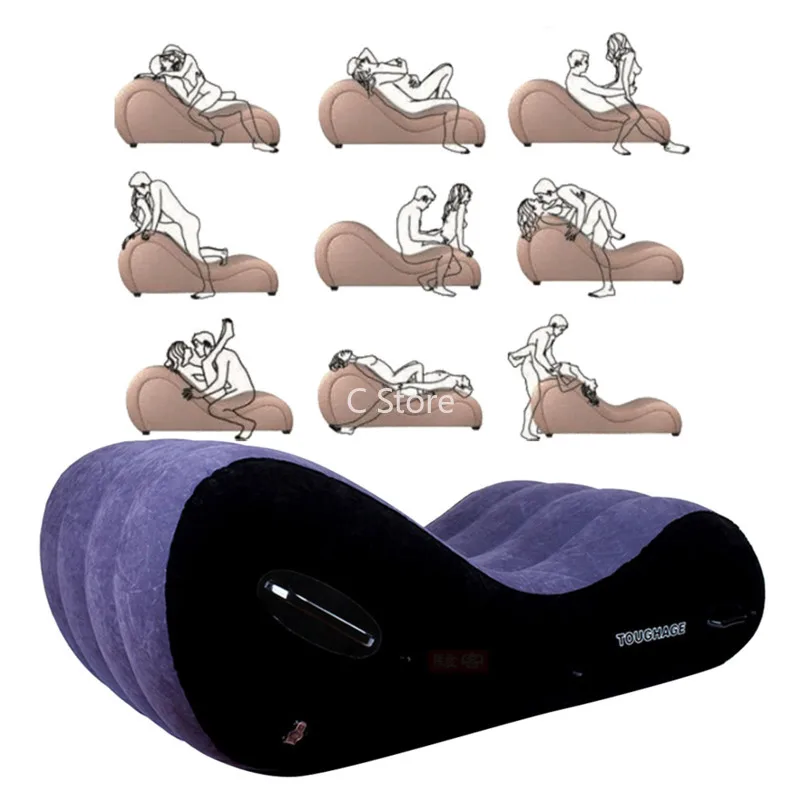 

Sex Love Pillow Inflatable Sofa Bed Air Cushion Yoga Chaise Lounge Relax Chair Portable Lounger Position Aid Flocking Furniture