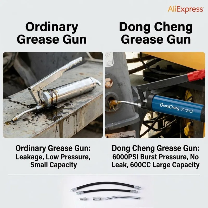 600CC Grease Gun Seamless Copper Barrel Precision Thread No-Leak Anti-Strip Heavy Duty Corrosion Resistant Head Multi-Use Tool - view 6