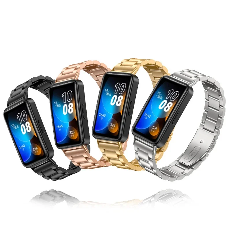 Gelang baja tahan karat untuk Huawei Band 9 8 Pria Wanita tali gelang jam tangan logam untuk pengganti Huawei Band 8