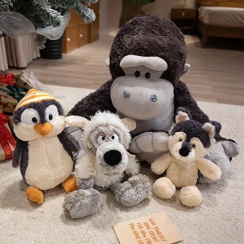Schattig Husky knuffel Mooie pinguïn gevuld sprookje Sluwe grote slechte wolf pop orang-oetan knuffels kawaii thuis