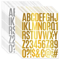 2 inch Gold Vinyl Alphabet Letters Numbers Sticker Silver Mailbox Numbers Sticker for Signs, Window, Door, Business, Address Car